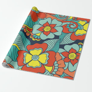Doodle abstrakte Blume. Illustration floral, Muste Geschenkpapier