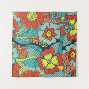 Doodle abstrakte Blume. IllustrationBloral, Muster Wandteppich