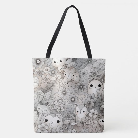 Doodle Abstrakte Tiersammlung Tasche (Vorderseite)