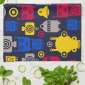 Doodle Alien Spaceship und Robot Muster Geschirrtuch (Gefaltet)