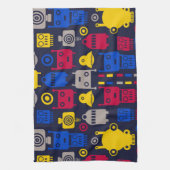 Doodle Alien Spaceship und Robot Muster Geschirrtuch (Vertikal)