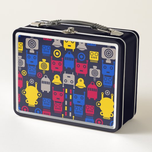 Doodle Alien Spaceship und Robot Muster Metall Brotdose (Vorderseite)