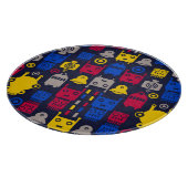 Doodle Alien Spaceship und Robot Muster Schneidebrett (Ecke)