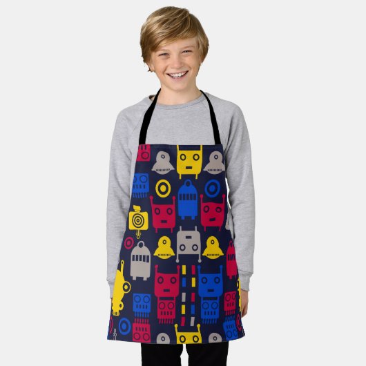 Doodle Alien Spaceship und Robot Muster Schürze (Getragen)