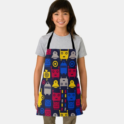 Doodle Alien Spaceship und Robot Muster Schürze (Insitu)
