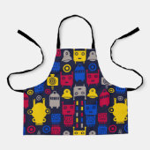 Doodle Alien Spaceship und Robot Muster Schürze (Vorderseite)