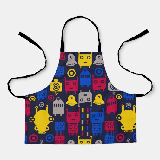 Doodle Alien Spaceship und Robot Muster Schürze (Vorderseite)