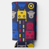 Doodle Alien Spaceship und Robot Muster Selters Dosenkühler (Rückseite)