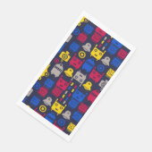 Doodle Alien Spaceship und Robot Muster Serviette (Ecke)