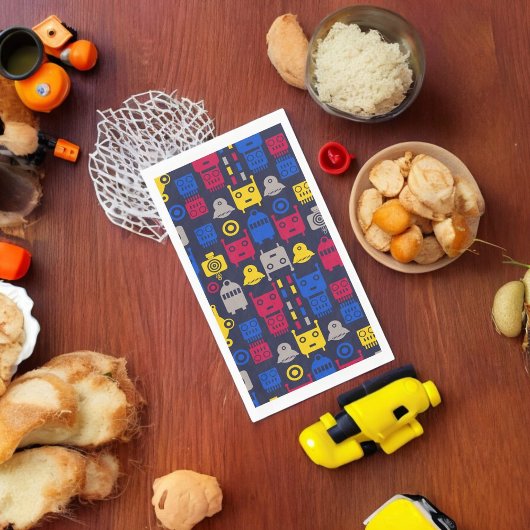 Doodle Alien Spaceship und Robot Muster Serviette