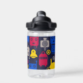 Doodle Alien Spaceship und Robot Muster Trinkflasche (Rückseite)