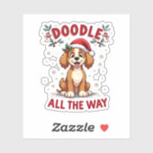 Doodle All The Way Funny Goldendoodle Santa Hat Ch Aufkleber (Blatt)