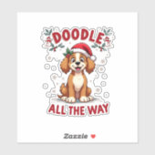 Doodle All The Way Funny Goldendoodle Santa Hat Ch Aufkleber (Blatt)