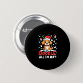 Doodle All The Way Funny Goldendoodle Santa Hat Ch Button (Vorne & Hinten)