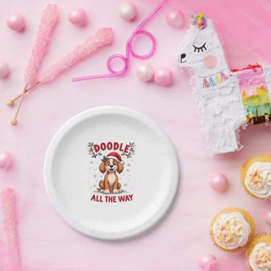 Doodle All The Way Funny Goldendoodle Santa Hat Ch Pappteller (Party)