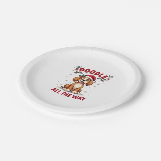 Doodle All The Way Funny Goldendoodle Santa Hat Ch Pappteller (Schrägansicht)