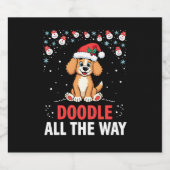 Doodle All The Way Funny Goldendoodle Santa Hat Ch Schaumweinetikett (Einzelnes Label)
