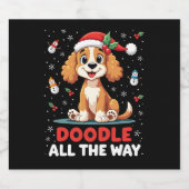 Doodle All The Way Funny Goldendoodle Santa Hat Ch Schaumweinetikett (Einzelnes Label)