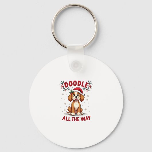 Doodle All The Way Funny Goldendoodle Santa Hat Ch Schlüsselanhänger (Vorderseite)