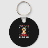 Doodle All The Way Funny Goldendoodle Santa Hat Ch Schlüsselanhänger (Vorderseite)