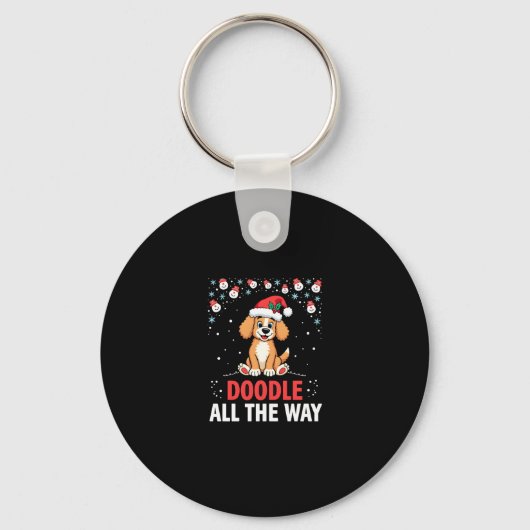 Doodle All The Way Funny Goldendoodle Santa Hat Ch Schlüsselanhänger (Vorderseite)