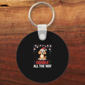 Doodle All The Way Funny Goldendoodle Santa Hat Ch Schlüsselanhänger (Vorderseite)