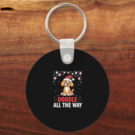 Doodle All The Way Funny Goldendoodle Santa Hat Ch Schlüsselanhänger (Vorderseite)
