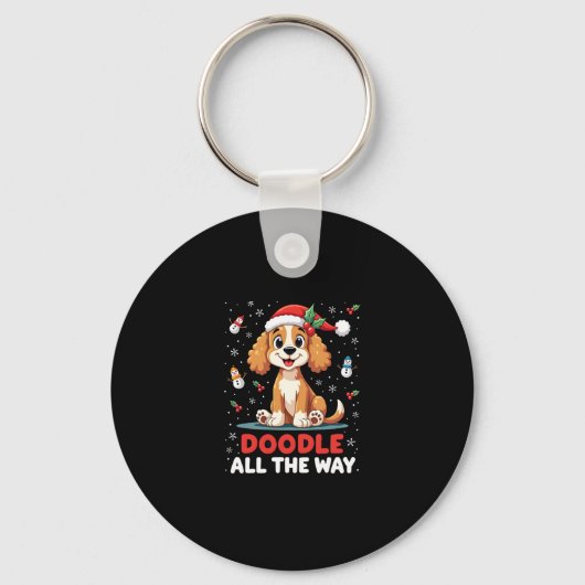 Doodle All The Way Funny Goldendoodle Santa Hat Ch Schlüsselanhänger (Vorderseite)