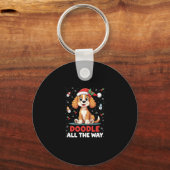 Doodle All The Way Funny Goldendoodle Santa Hat Ch Schlüsselanhänger (Vorderseite)