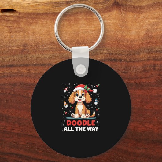 Doodle All The Way Funny Goldendoodle Santa Hat Ch Schlüsselanhänger (Vorderseite)