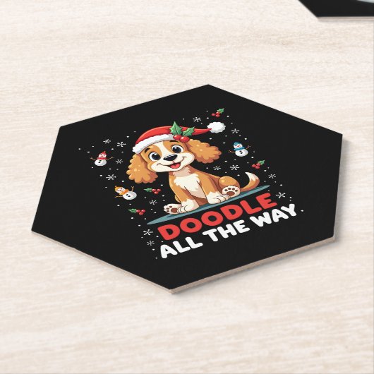 Doodle All The Way Funny Goldendoodle Santa Hat Ch Untersetzer (angewinkelt)