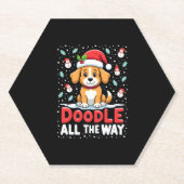Doodle All The Way Funny Goldendoodle Santa Hat Ch Untersetzer (Vorderseite)