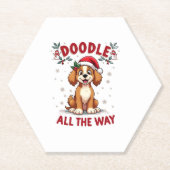Doodle All The Way Funny Goldendoodle Santa Hat Ch Untersetzer (Vorderseite)