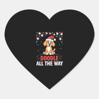 Doodle All The Way Lustige Goldendoodle Weihnachts Herz-Aufkleber