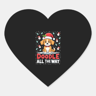 Doodle All The Way Lustiger Goldendoodle Weihnacht Herz-Aufkleber