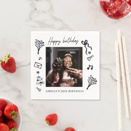 Doodle Alles Gute zum Geburtstag Foto Servietten (Beispiel)