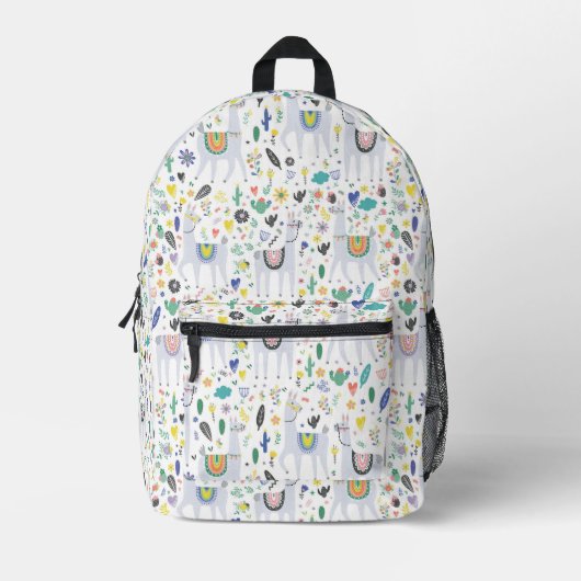 Doodle Alpaca Muster Bedruckter Rucksack (Vorderseite)