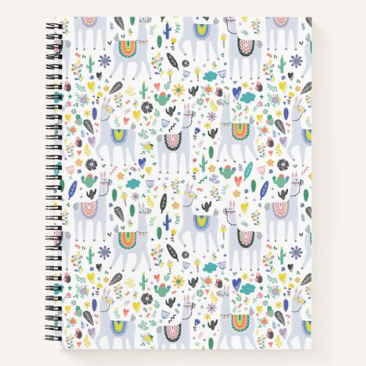 Doodle Alpaca Muster Notizblock (Vorderseite)