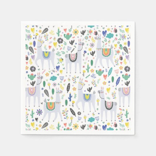 Doodle Alpaca Muster Serviette (Vorderseite)