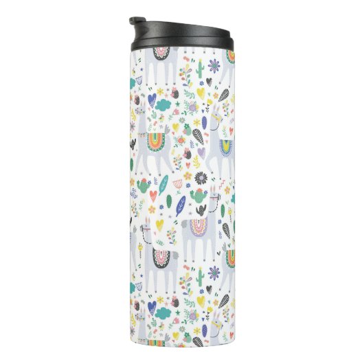 Doodle-Alpaca-Muster Thermosbecher (Nach rechts gedreht)