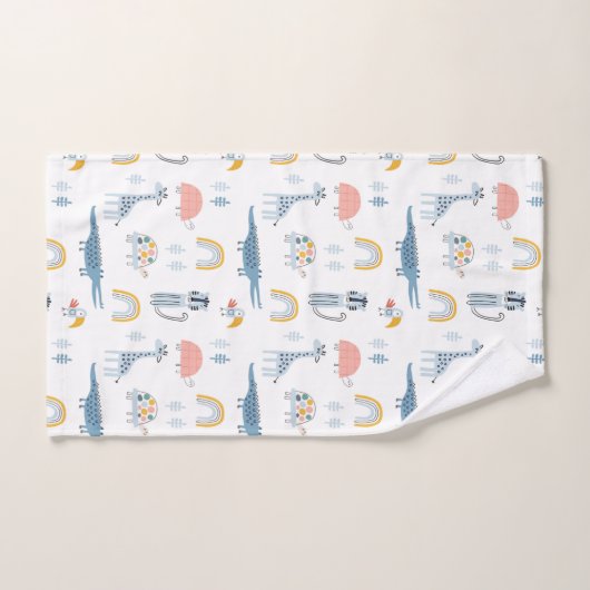 Doodle Animal Fun Muster Badhandtuch Set (Handtuch)