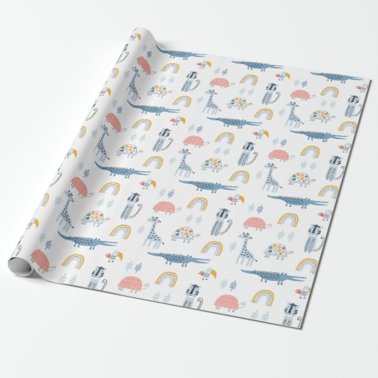 Doodle Animal Fun Muster Geschenkpapier (Ungerollt)