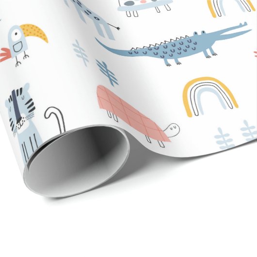 Doodle Animal Fun Muster Geschenkpapier (Rolleneckpunkt)