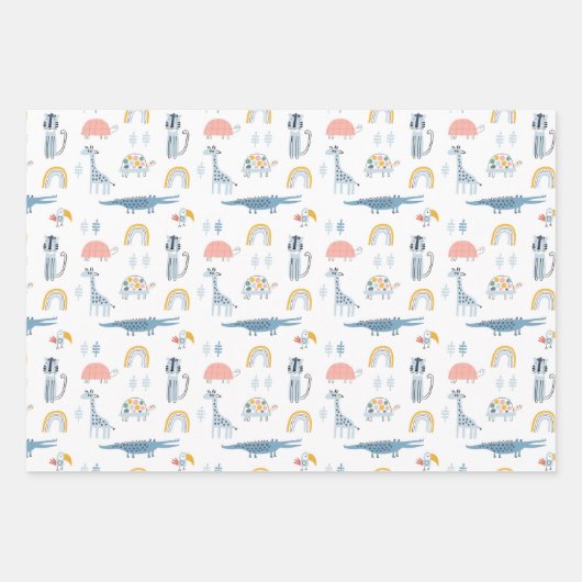Doodle Animal Fun Muster Geschenkpapier Set (Vorderseite 3)