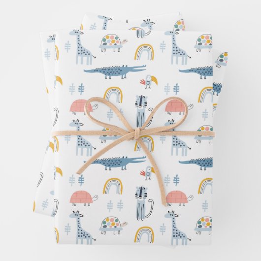 Doodle Animal Fun Muster Geschenkpapier Set (Beispiel)