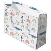 Doodle Animal Fun Muster Große Geschenktüte (Rückseite Schrägansicht)