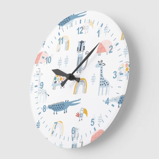 Doodle Animal Fun Muster Große Wanduhr (Winkel)