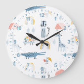 Doodle Animal Fun Muster Große Wanduhr (Vorderseite)