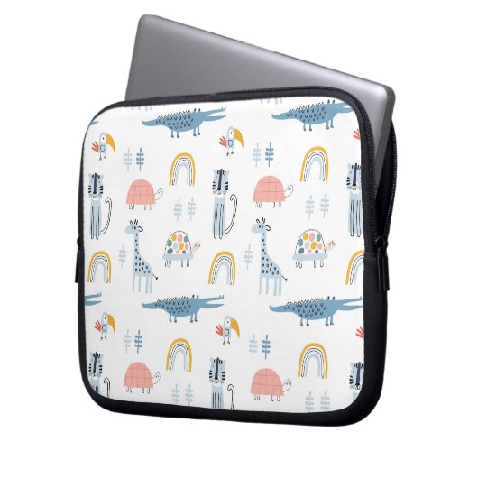 Doodle Animal Fun Muster Laptopschutzhülle (Vorderseite Links)