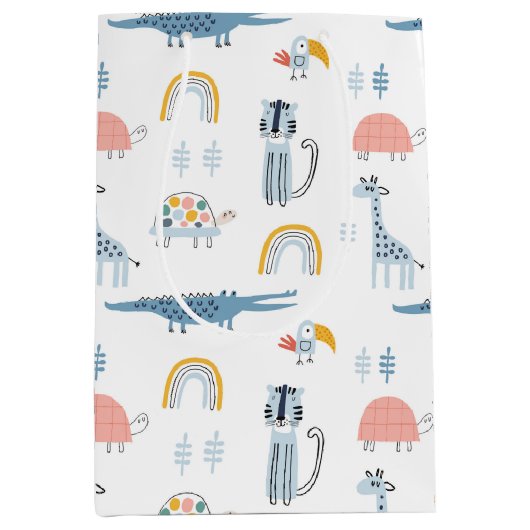 Doodle Animal Fun Muster Mittlere Geschenktüte (Vorderseite)